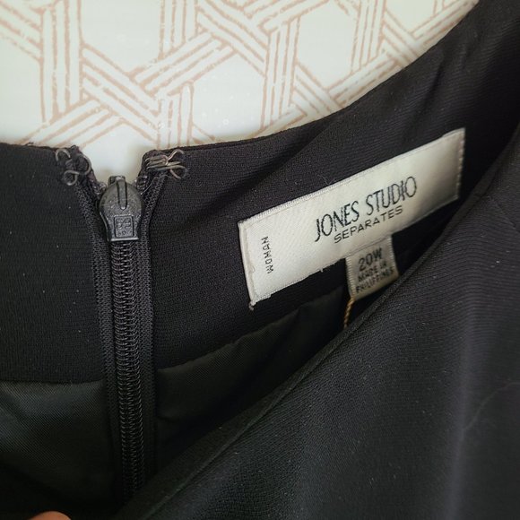 Jones Studio Womens Dress A-Line Black Short Cap Sleeve Scoop Neck Size 20W - Picture 4 of 8